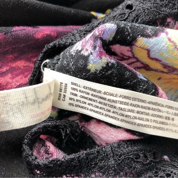 Free People Marsha Floral Print Lace Slip Dress festival boho oversized XS - Picture 9 of 10